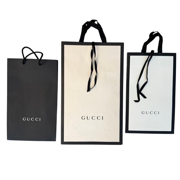 Lot of 3 Gucci Shopping Bags – Large & Medium Sizes with Ribbon Handles - Picture 1 of 8